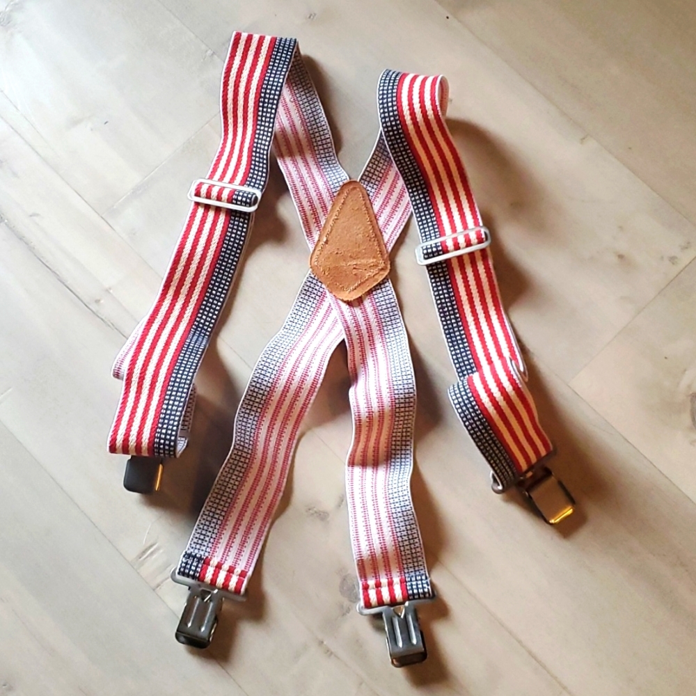 Vtg American Flag Suspenders